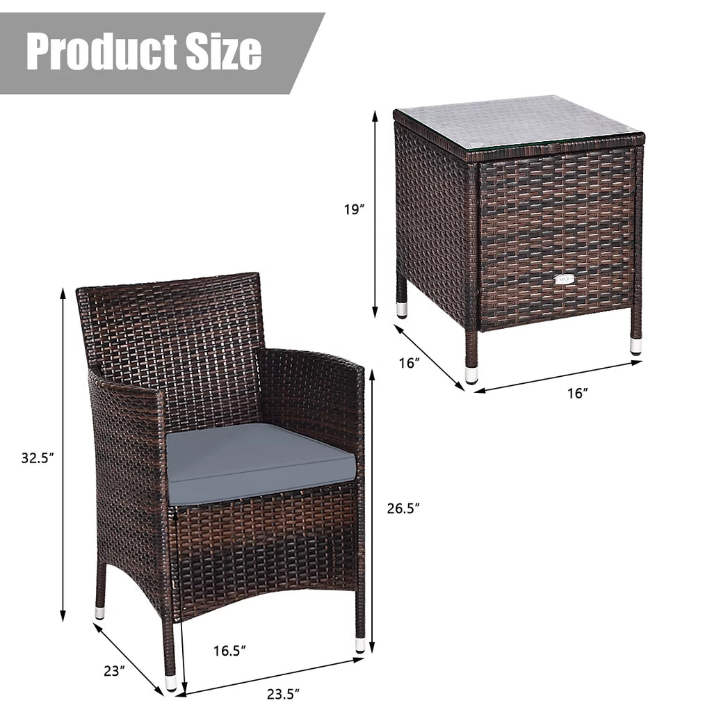 Outdoor Rattan Conversation Set 3 Pieces V3151