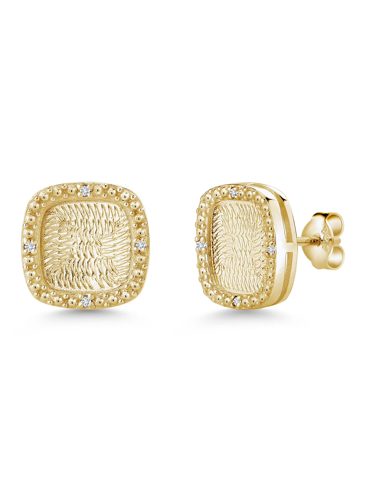 18K Yellow Gold Plated Silver Stud Earrings T786893