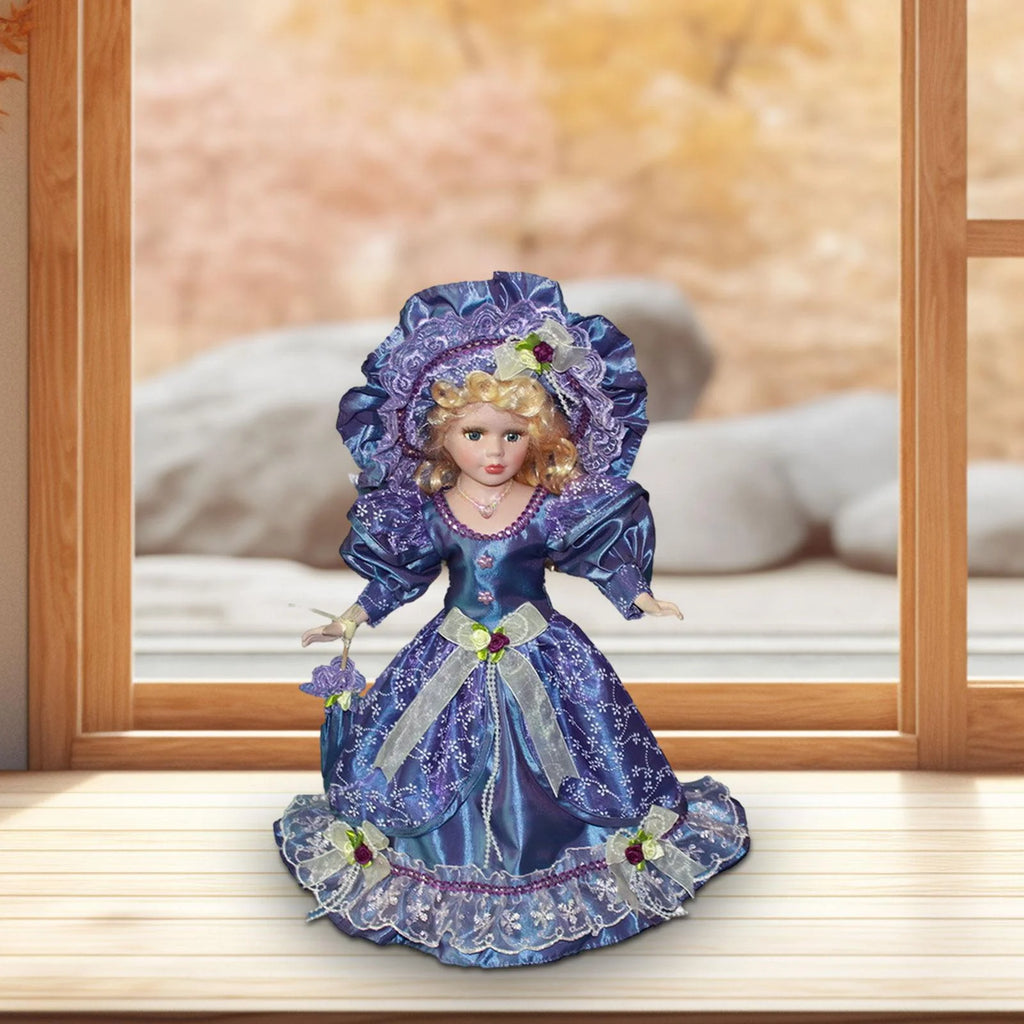Violet Porcelain Dollhouse Lady with Dress Q50333