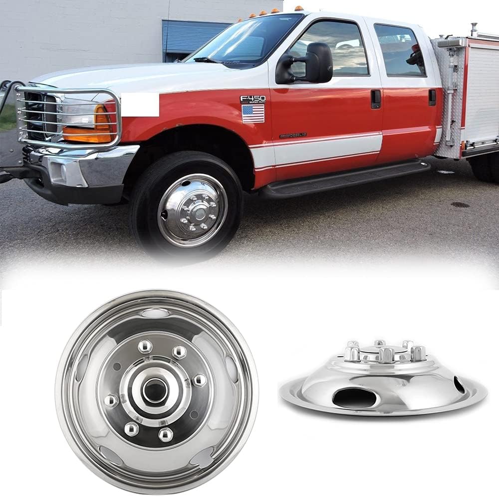 2pcs 19.5inch Front Polished Stainless Steel Dually Wheel Simulators Q3371