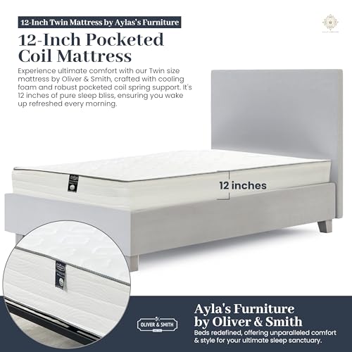 12 Inch Hybrid Twin Mattress with Pocketed Coil Spring and Cold Foam O58797
