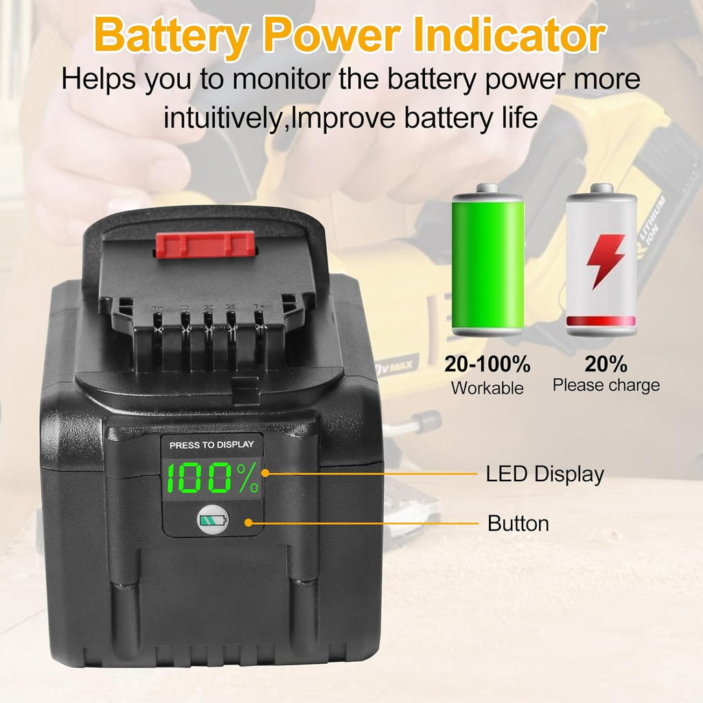 2 Pack 20V 9.0Ah Replacement Battery for Cordless Power Tools with LED Indicator I4663