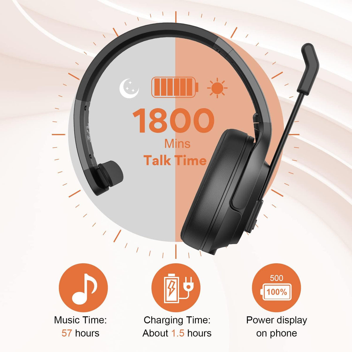 Noise Canceling Trucker Bluetooth Headset with Microphone T820