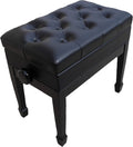 Ebony Adjustable Artist Piano Bench with Music Storage E55286
