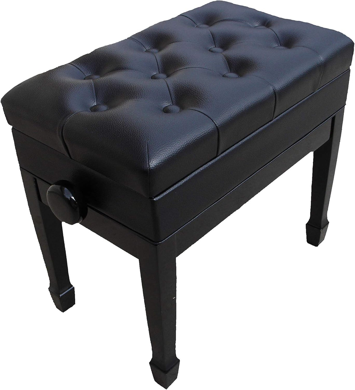 Ebony Adjustable Artist Piano Bench with Music Storage E55286