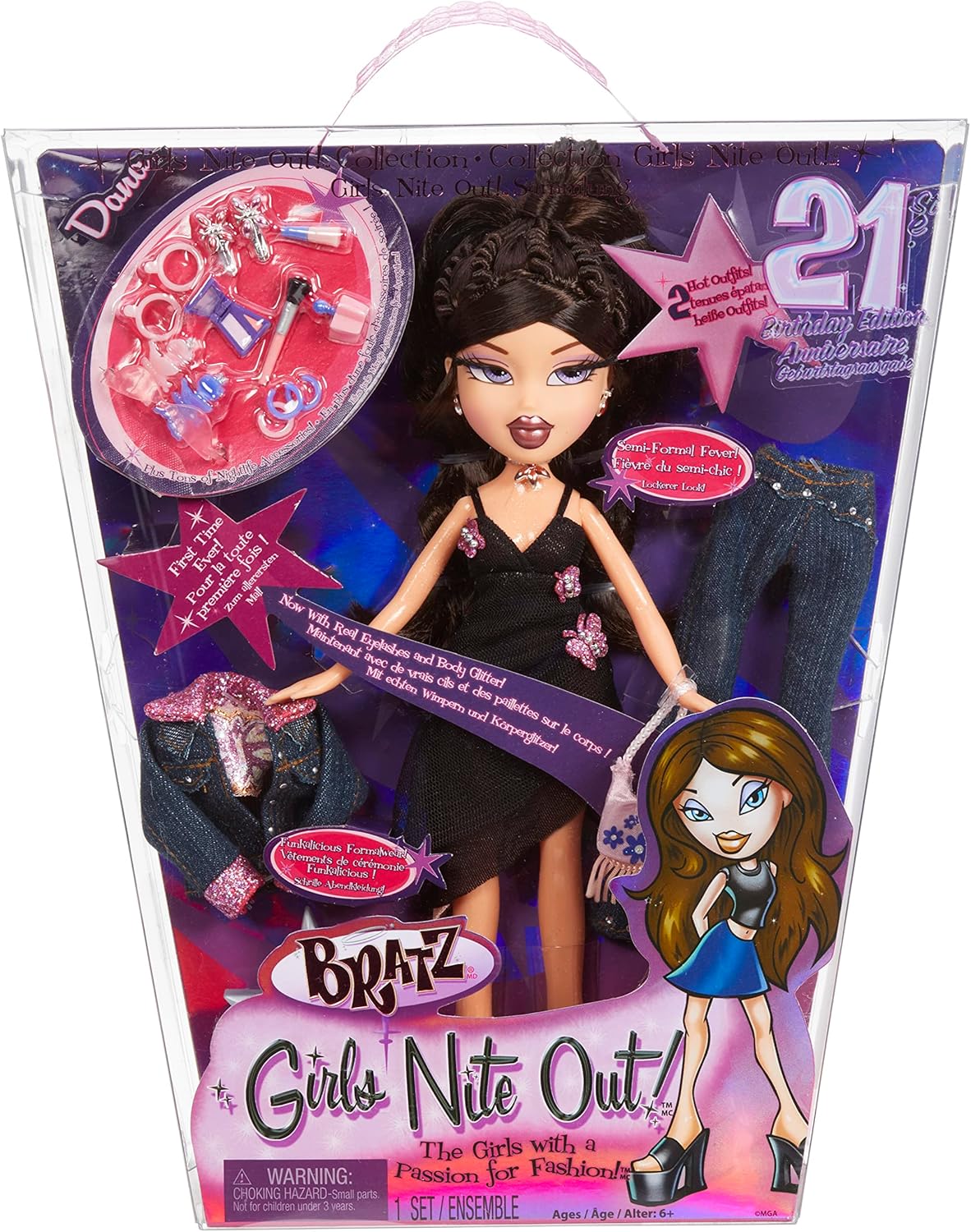 Bratz Girls Nite Out 21st Birthday Edition Fashion Doll Dana, 10 x 2.5 x 11.5 inches, Multicolor H68909