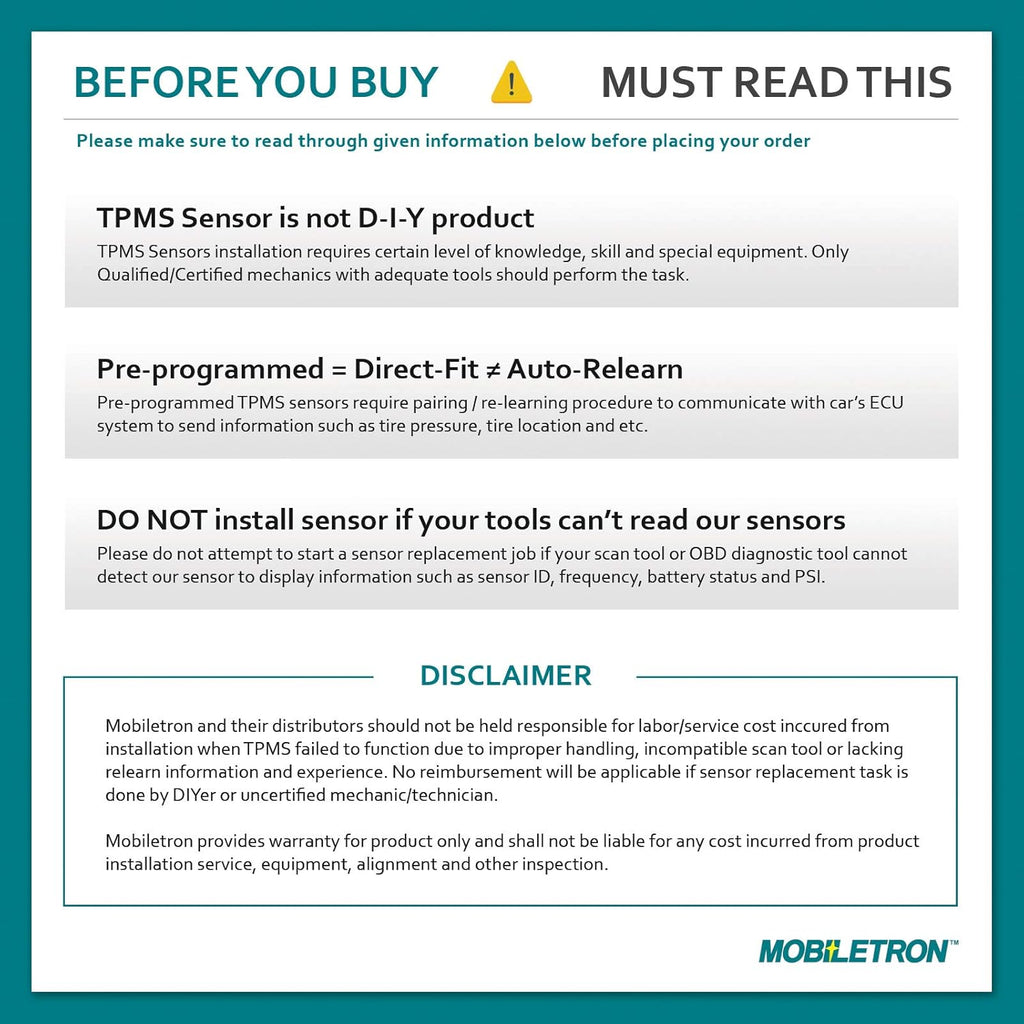 315MHz TPMS Tire Pressure Sensor 4-Pack J830