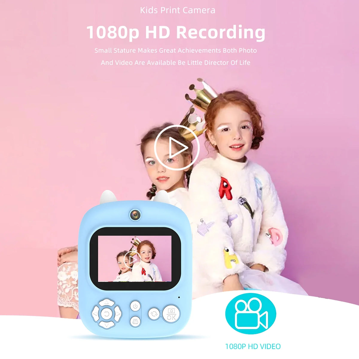 Instant Camera with Dual Lenses, 12MP, 32GB Memory, 3 Printing Paper Rolls Z331