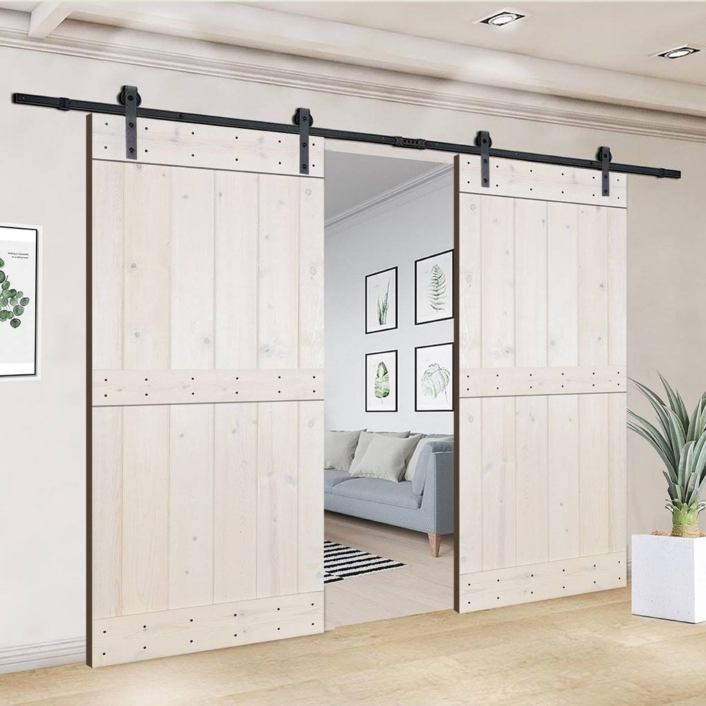 Paneled Wood Double Barn Door Set of 2 P45017