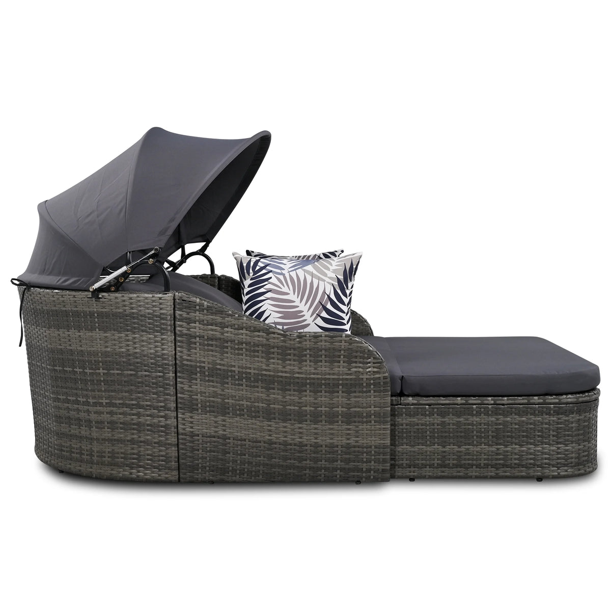 PE Rattan Double Lounge Daybed with Canopy and Cushions V2088