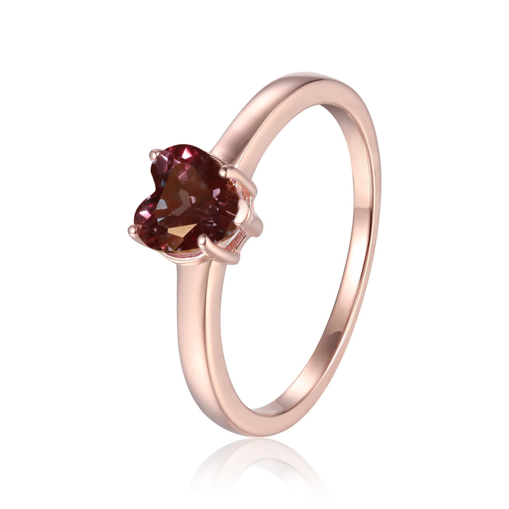 Rose Gold Plated Sterling Silver Alexandrite Solitaire Engagement Ring T64018