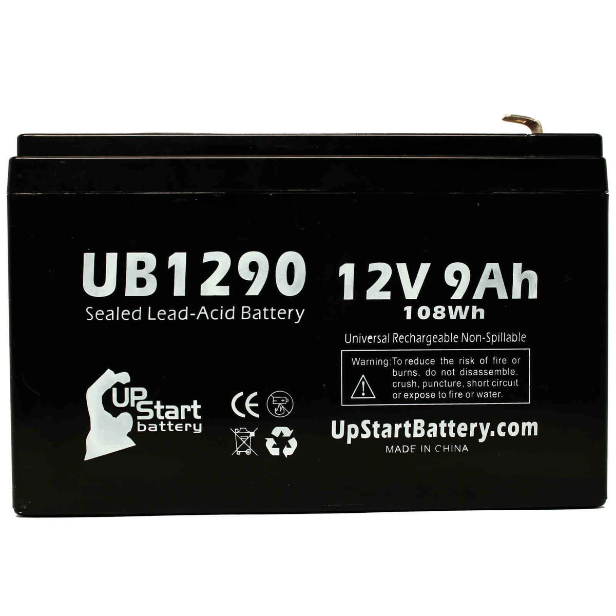 3x Pack Replacement Sealed Lead Acid Battery (12V, 9Ah, 9000mAh, F1 Terminal, AGM, SLA) with 6 F1 to F2 Terminal Adapters D6301