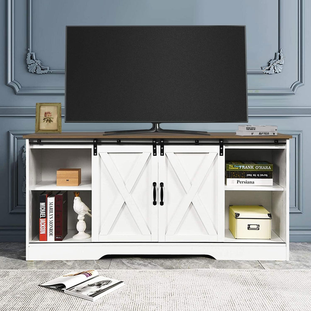 Espresso TV Stand with Sliding Barn Door Entertainment Center V34976