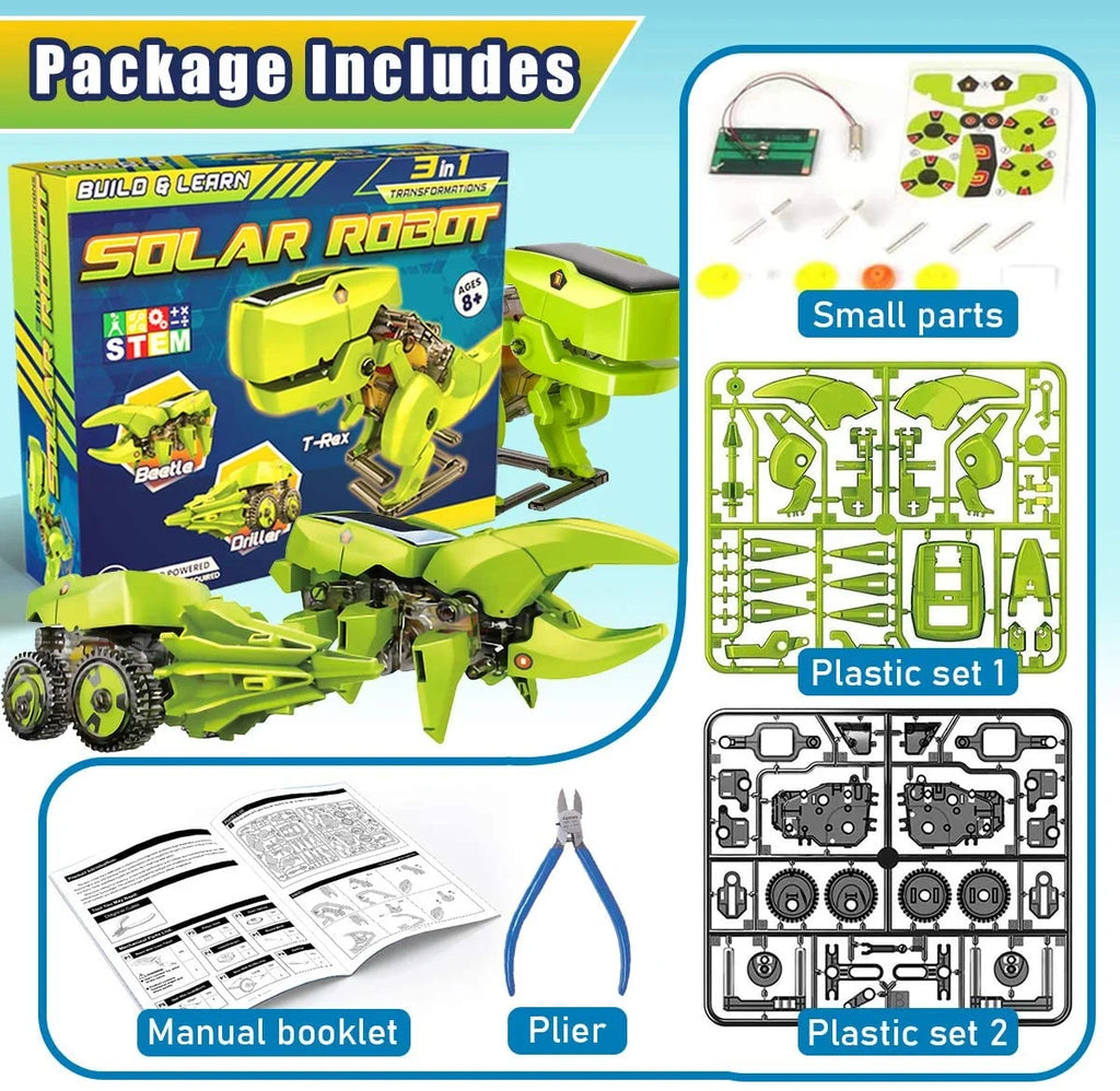 STEM Robots Building Educational Toys Science Kit 3 in 1 Solar Dinosaur Desk Robot O567433