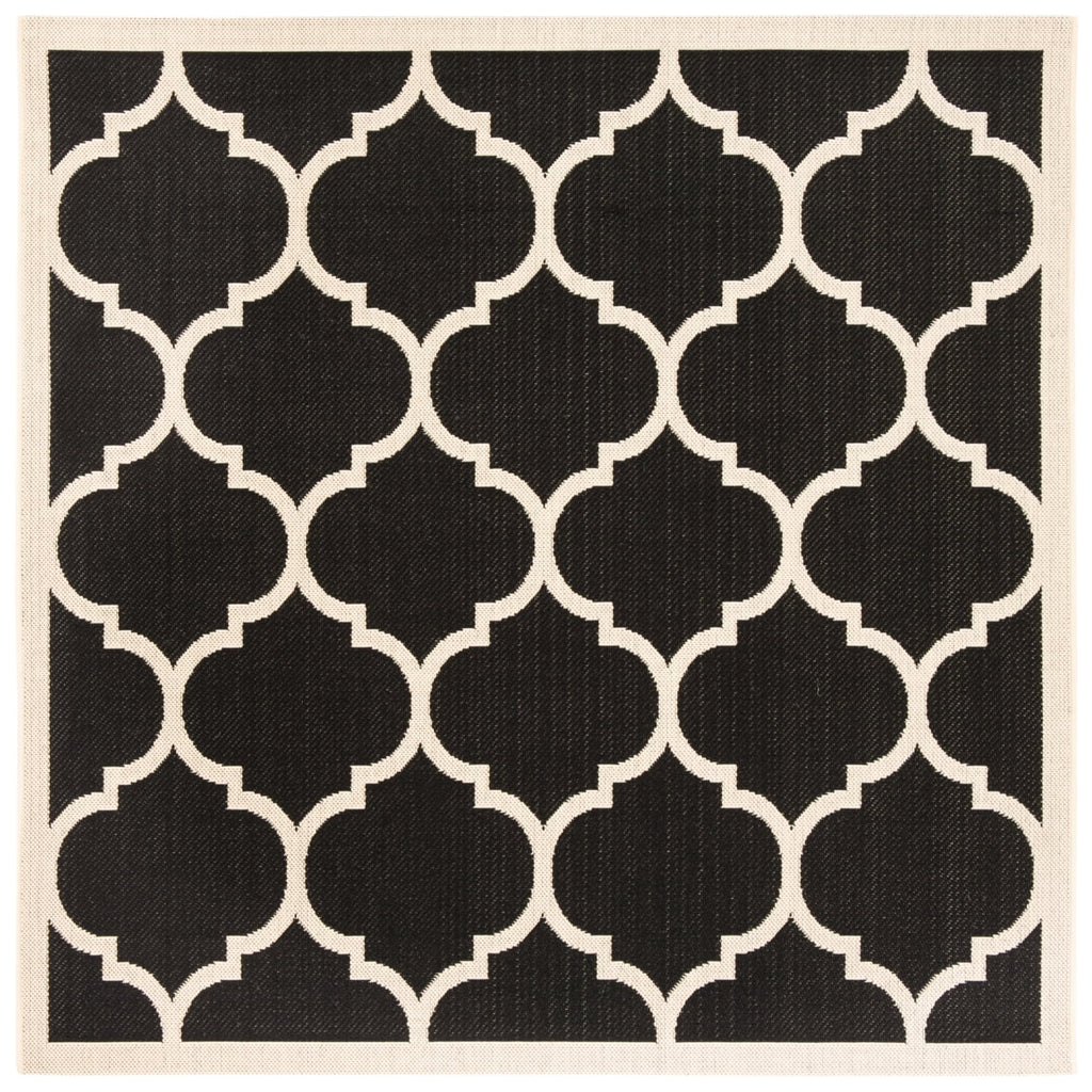Black Beige Geometric Indoor/Outdoor Area Rug 4' x 4' Square B283370