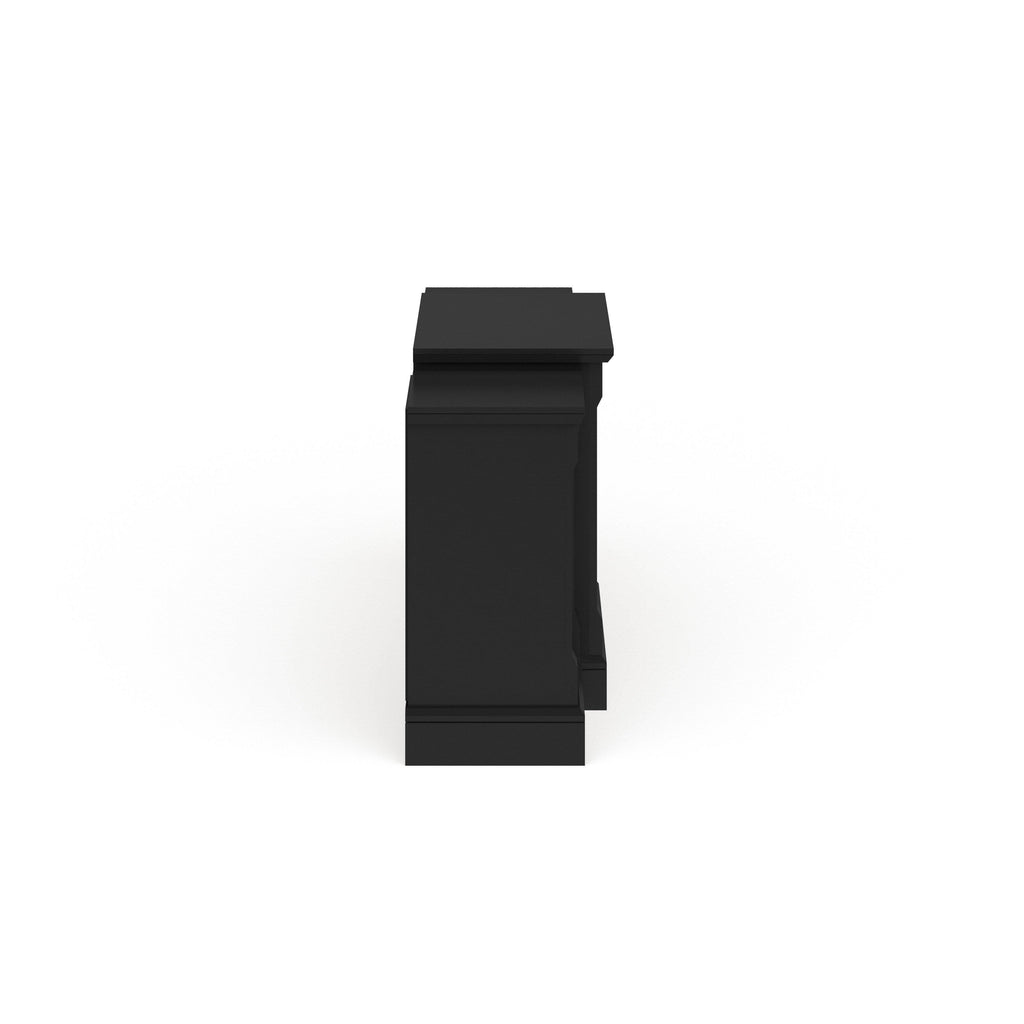 Black Faux Stone Electric Fireplace with Bookcases N72108
