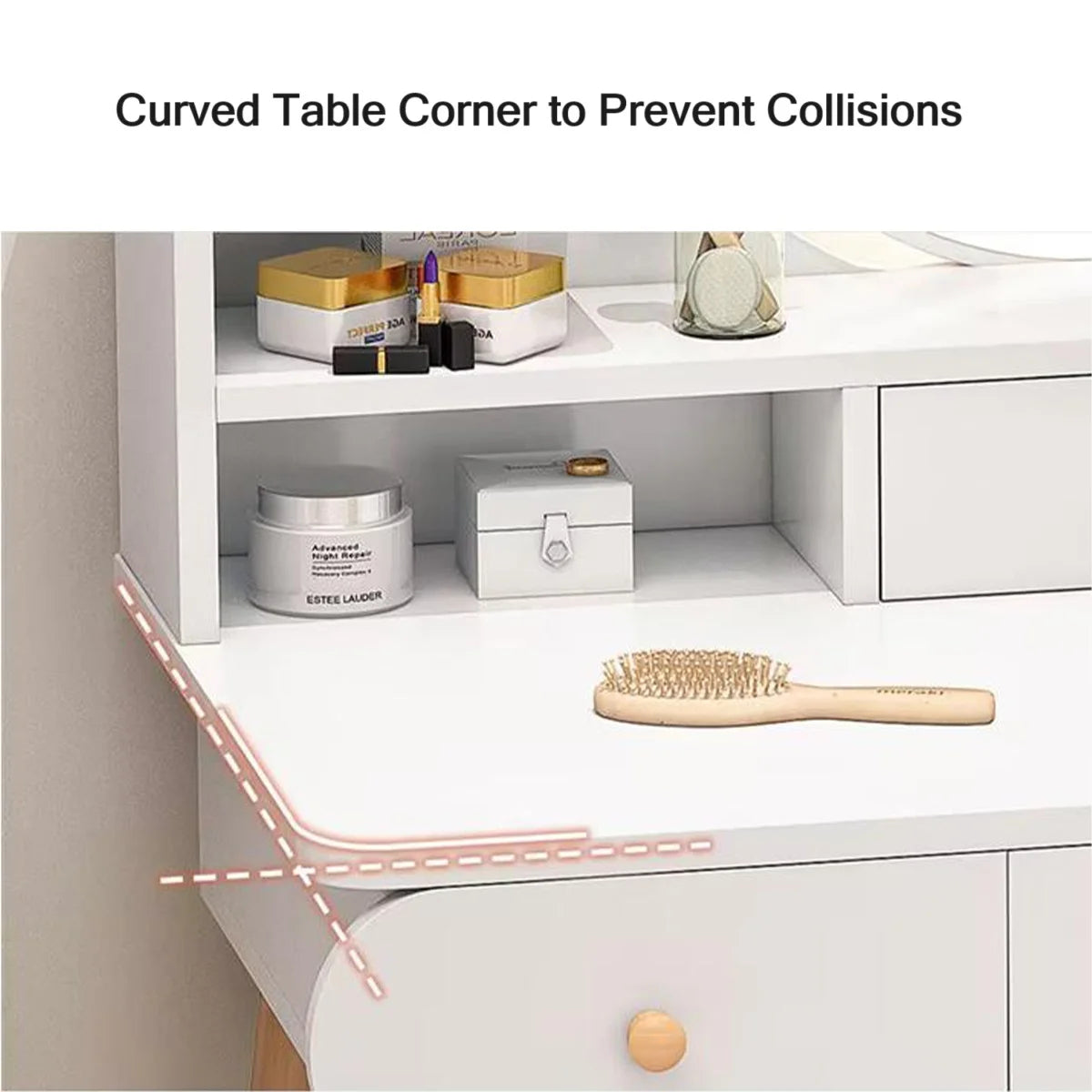 White Vanity Table Set with Mirror and 2 Drawers D54171