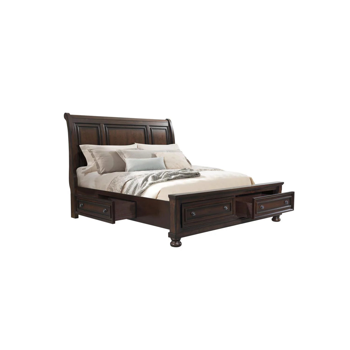 King Storage 6pc Bedroom Set Walnut E487