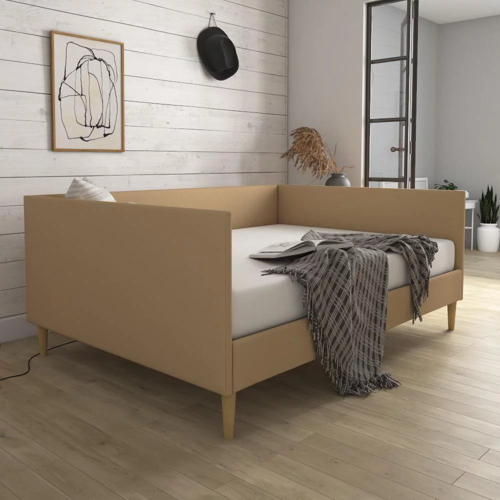 Gray Linen Queen Upholstered Daybed Frame P46449