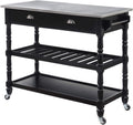 3-Tier Stainless Steel Kitchen Cart with Drawers, Dark Gray Y711020