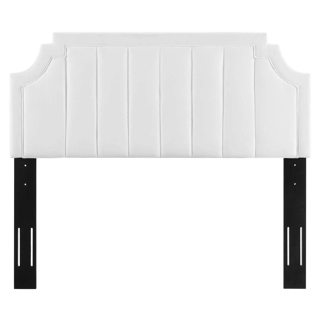 White Channel Tufted Performance Velvet Full/Queen Headboard N6463