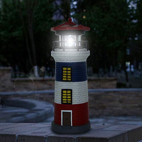 LED Solar Lighthouse Statue Rotating Lawn Decorations G871401