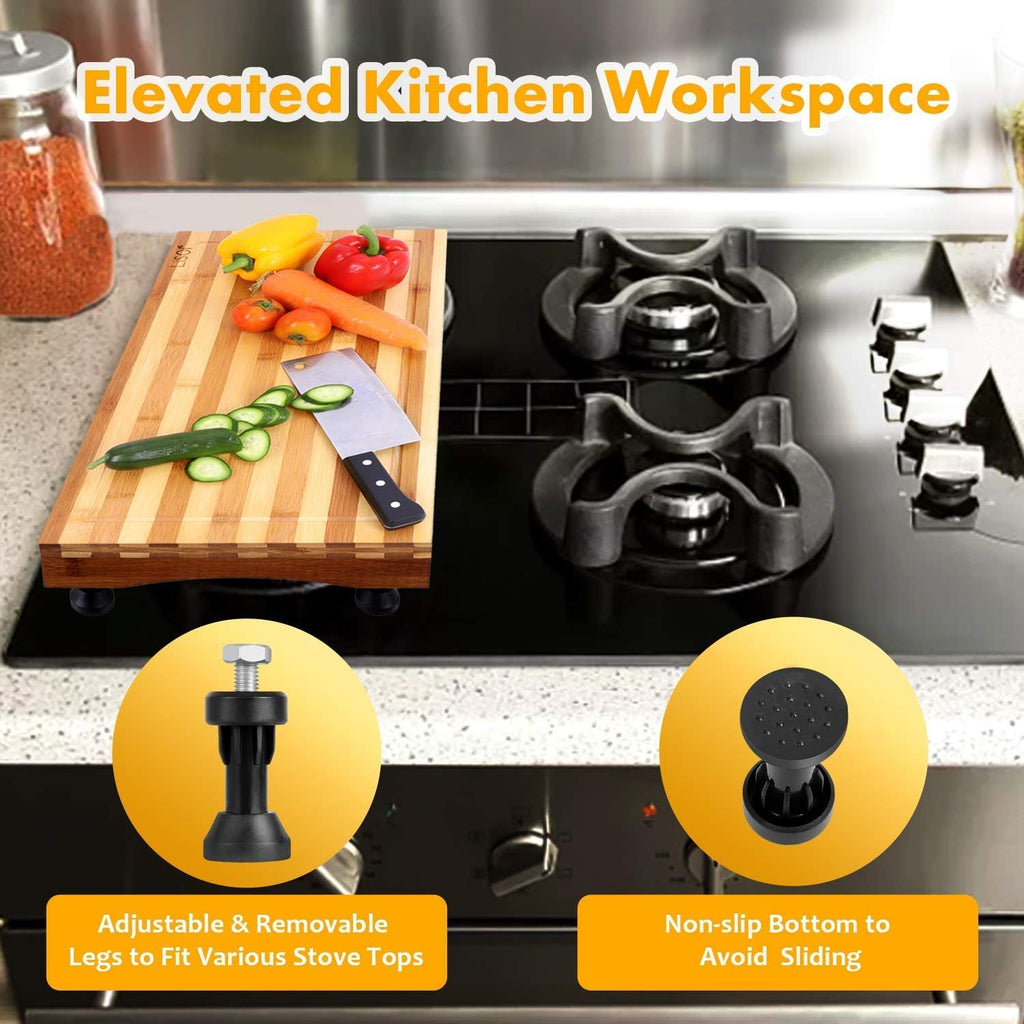 Bamboo Stovetop Cover Cutting Board with Adjustable Legs Z723