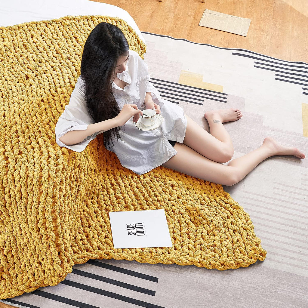 Chunky Knit Chenille Throw Blanket Gray 40x40 Y782265