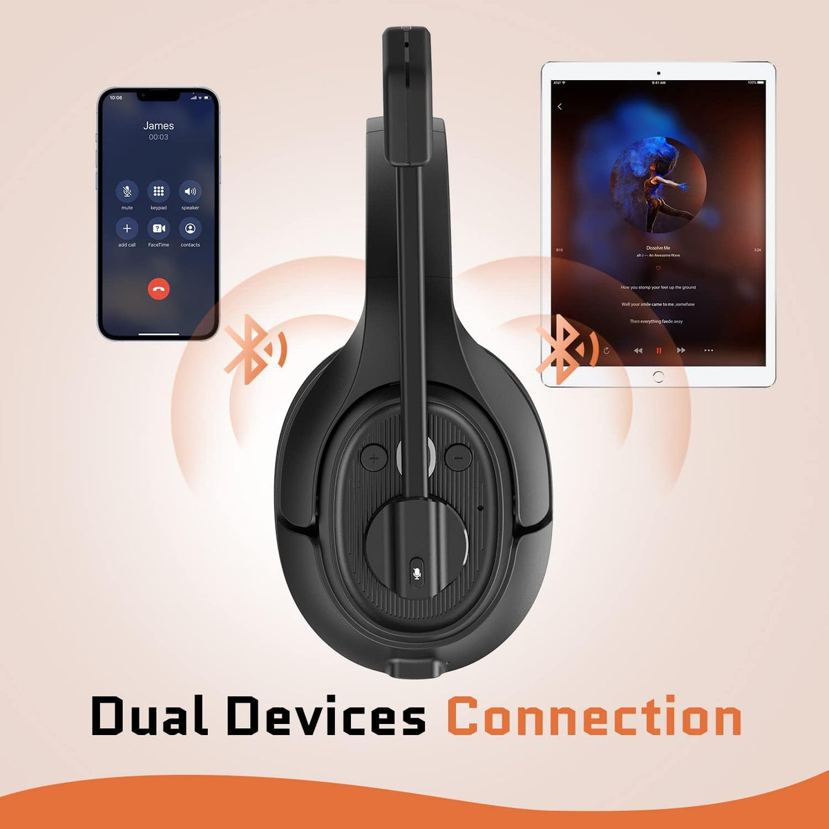 Noise Canceling Trucker Bluetooth Headset with Microphone T820