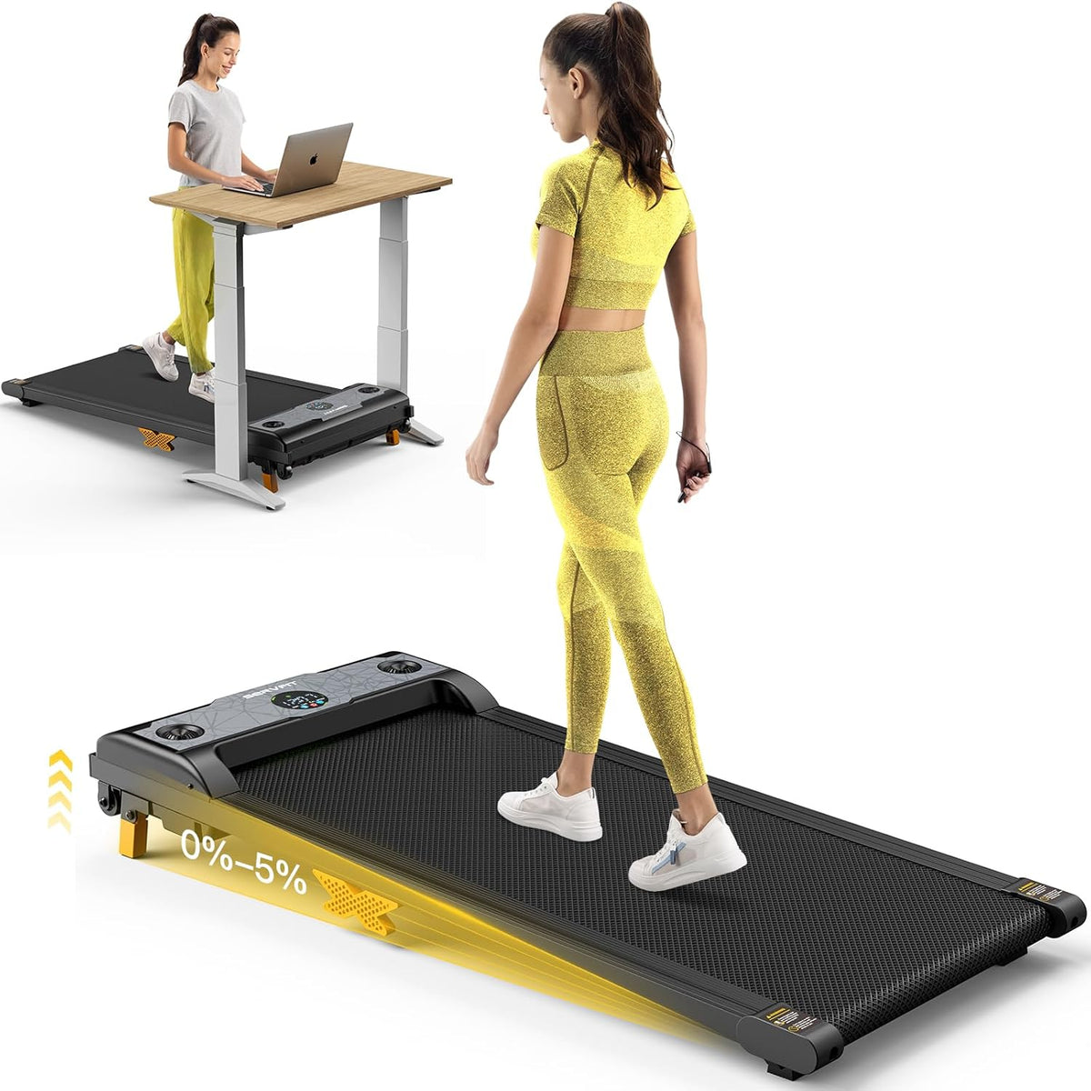 Under Desk Treadmill with Incline, Portable Walking Treadmill with Remote Control O18052