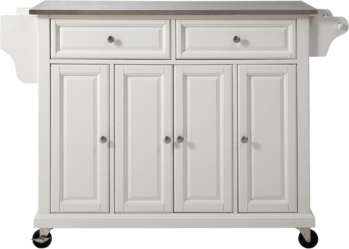 White Full Size Kitchen Cart with Solid Granite Top C26134