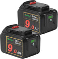 2 Pack 20V 9.0Ah Replacement Battery for Cordless Power Tools with LED Indicator I4663