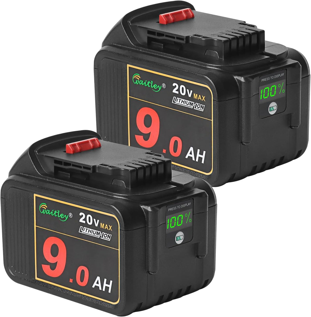 2 Pack 20V 9.0Ah Replacement Battery for Cordless Power Tools with LED Indicator I4663