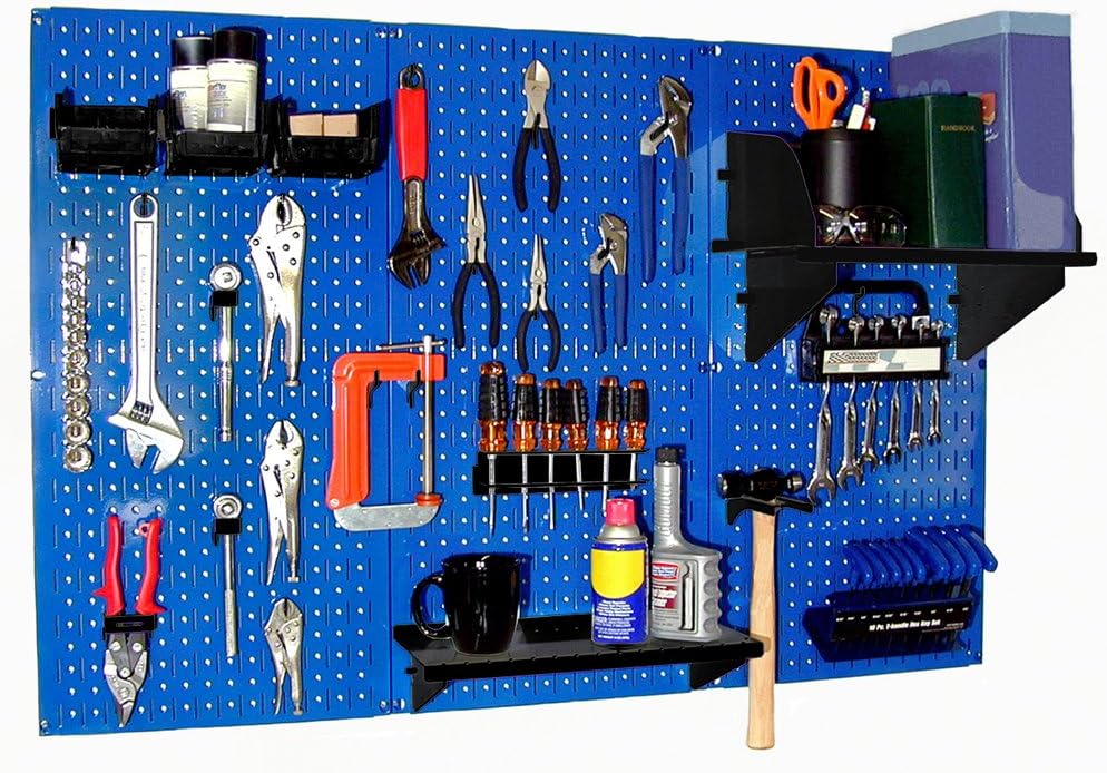 4 ft. Metal Pegboard Standard Tool Storage Kit with Blue Toolboard and Black Accessories T769483
