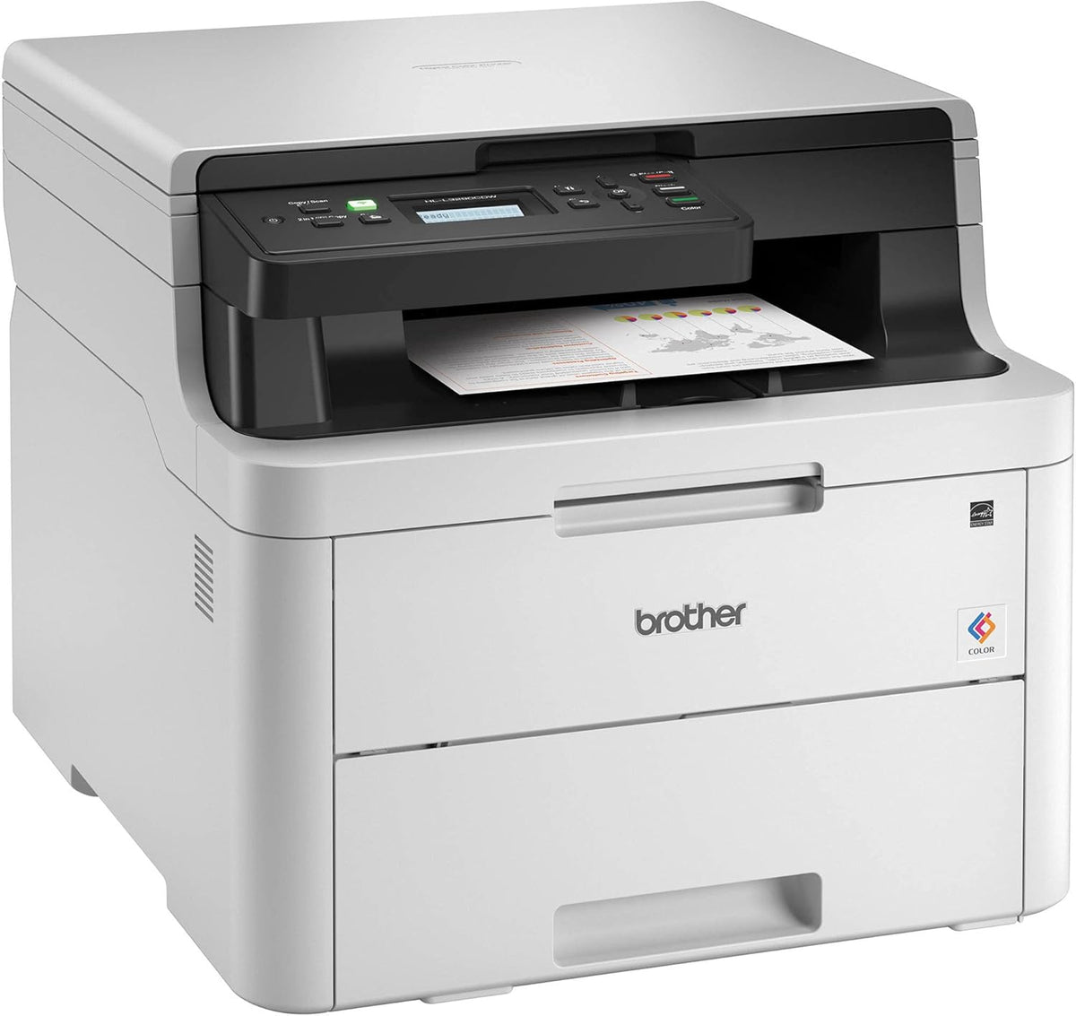 Compact Digital LED Color All-in-One Printer with Flatbed Copy & Scan, Wireless Duplex Printing J7738