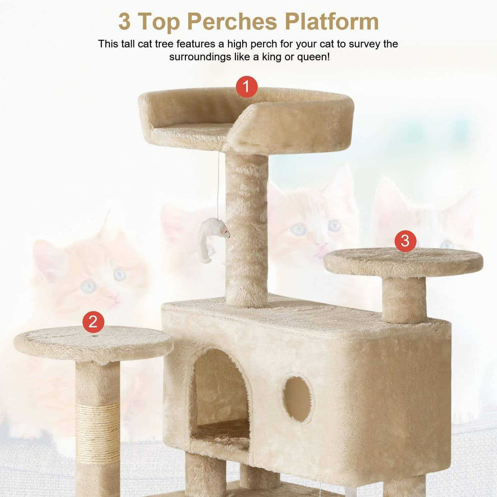 54in Cat Tree Tower with Scratching Posts and Condo R685779