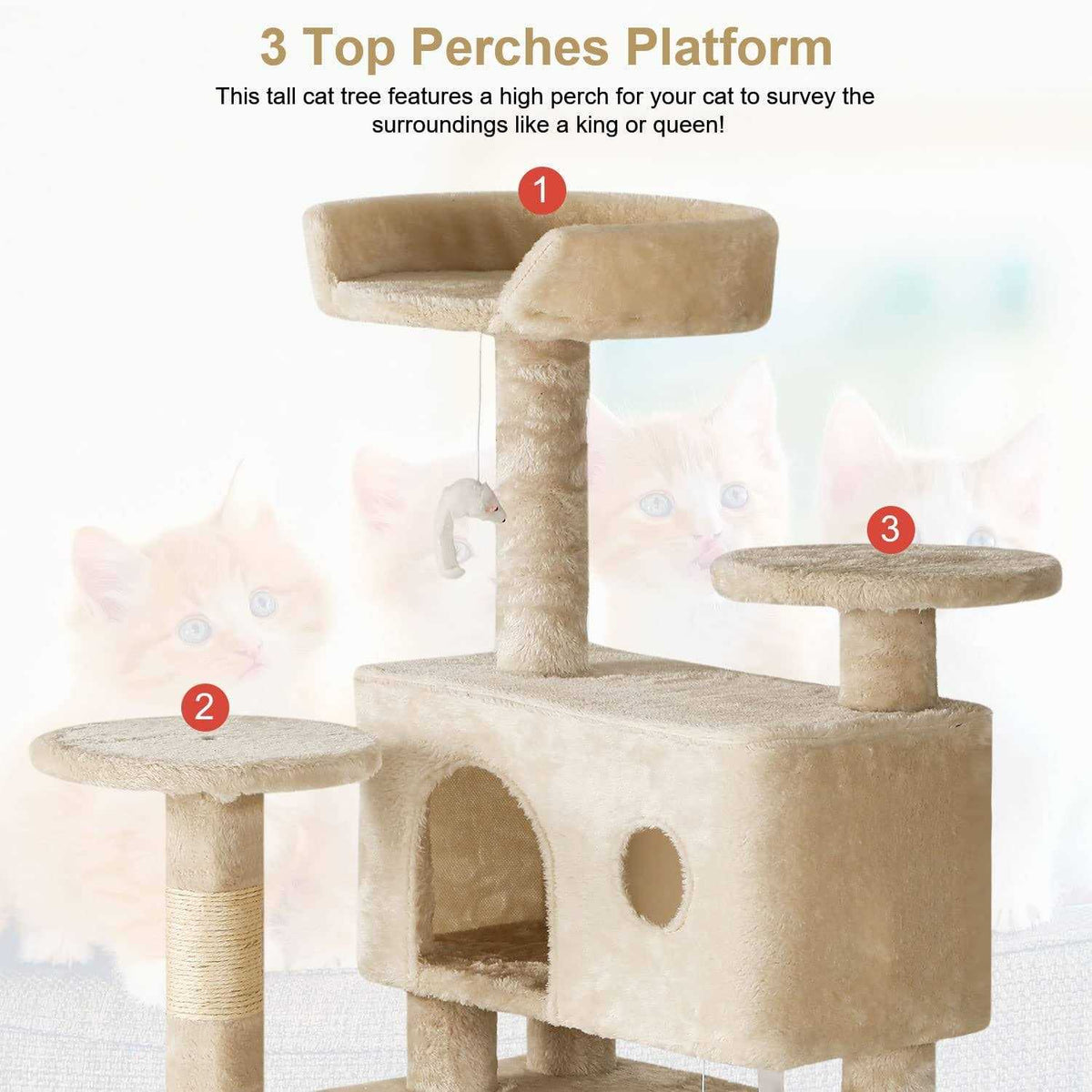 54in Cat Tree Tower with Scratching Posts and Condo R685779