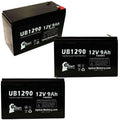 3x Pack Replacement Sealed Lead Acid Battery (12V, 9Ah, 9000mAh, F1 Terminal, AGM, SLA) with 6 F1 to F2 Terminal Adapters D6301