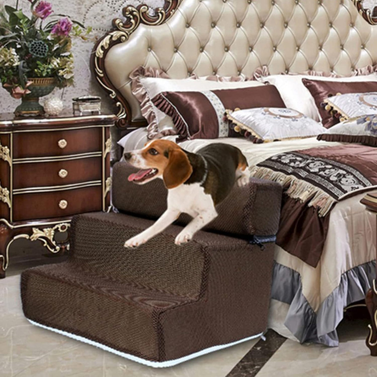 Blue Detachable Anti-Slip Faux Leather Dog Ramp Stairs Cover M5872