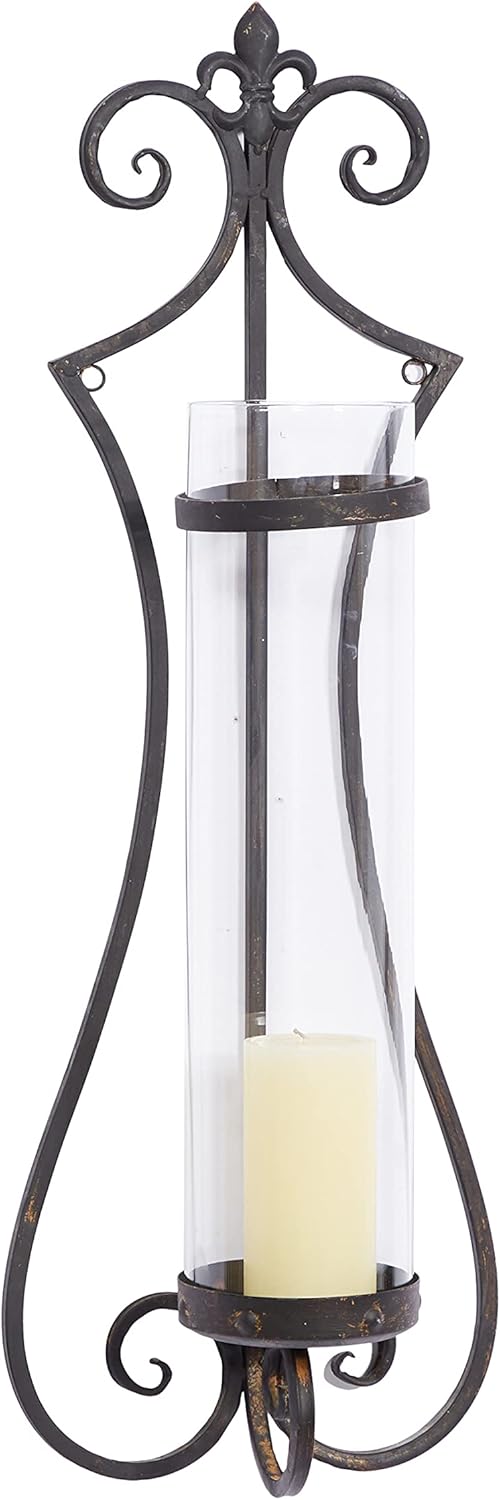 Metal Glass Candle Sconce K9943