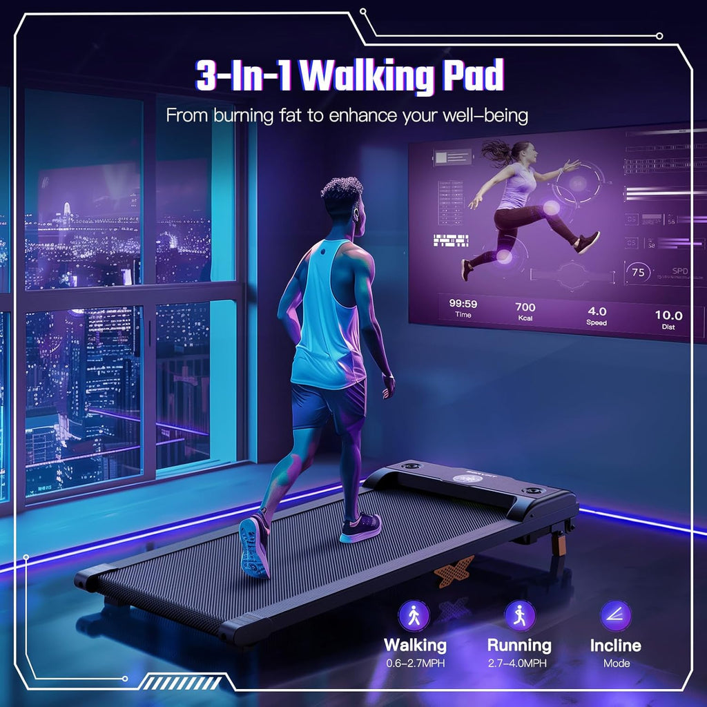 Under Desk Treadmill with Incline, Portable Walking Treadmill with Remote Control O18052