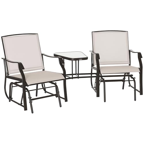 Gray 2-Seat Outdoor Glider Chair with Coffee Table C952878