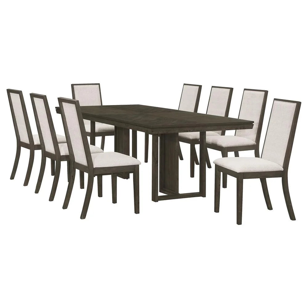 9-piece Wood Rectangular Dining Table Set R277