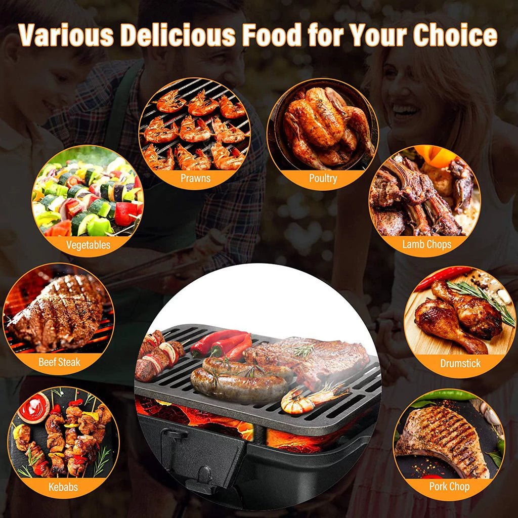 Charcoal Portable BBQ Grill with Double-sided Grilling Net N768