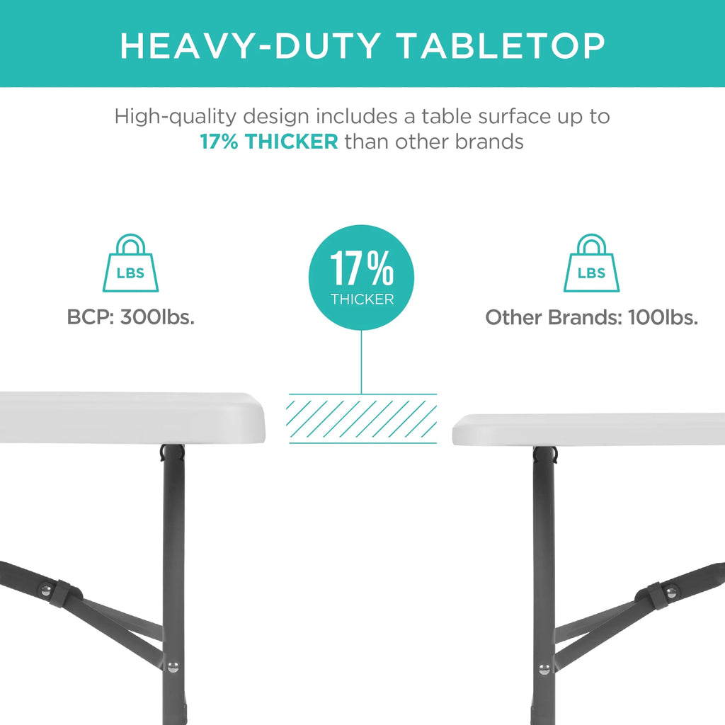 White 8ft Plastic Folding Table with Handle P997