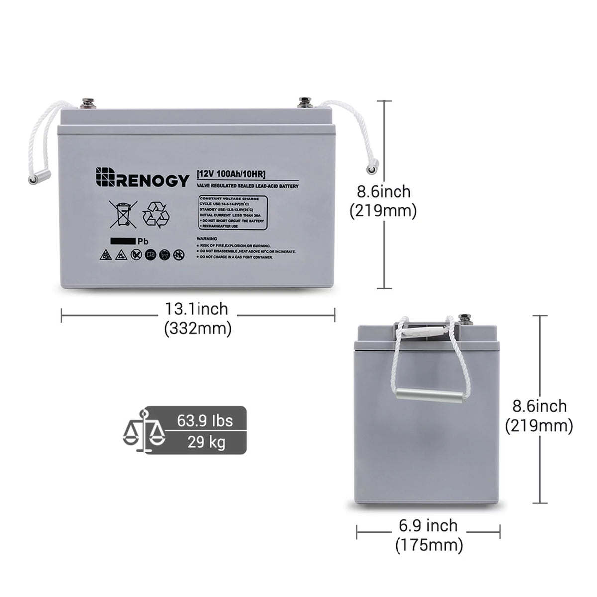 12 Volt 100Ah Deep Cycle AGM Battery I86349