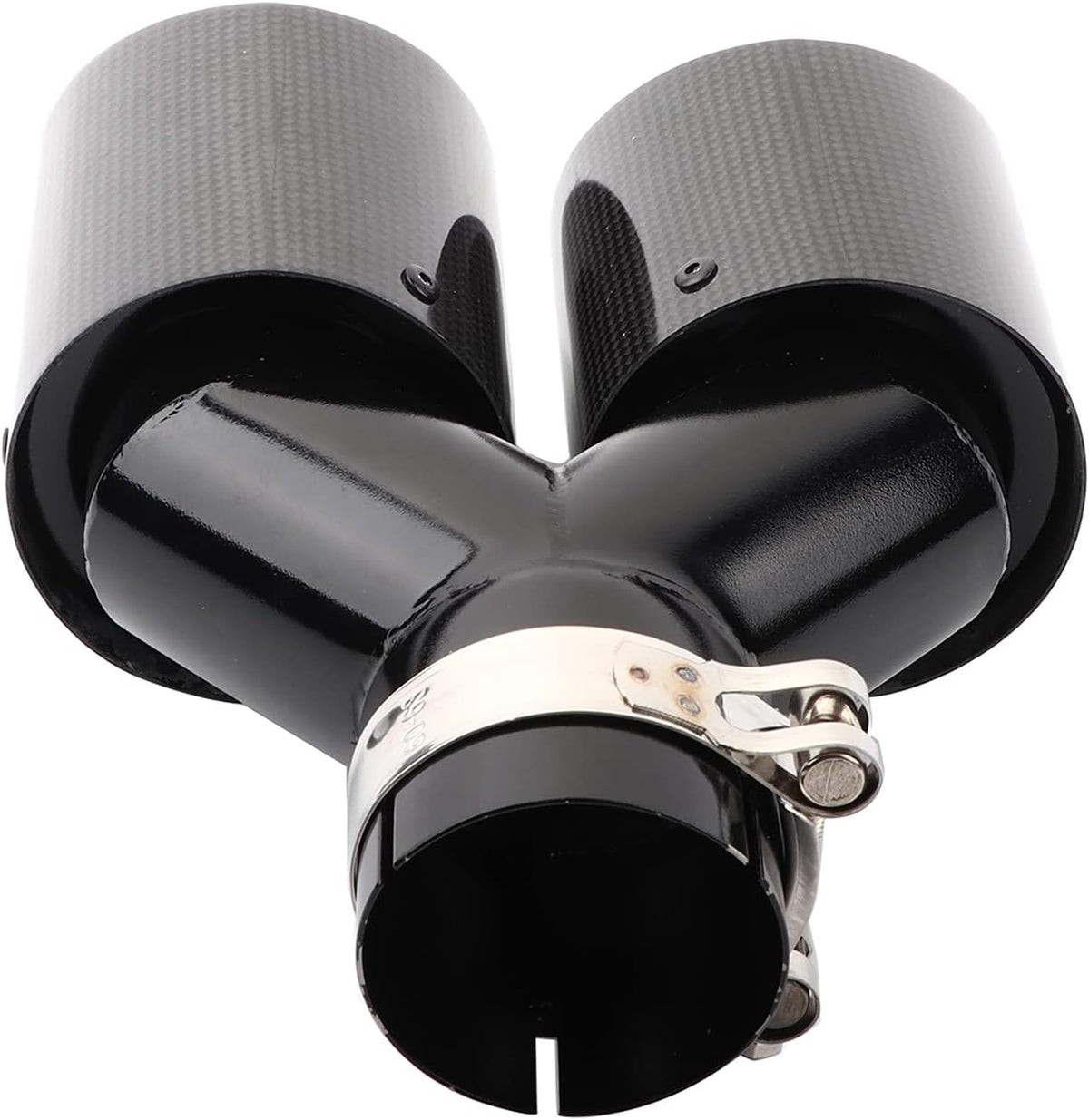 Carbon Fiber Exhaust Pipe Universal Dual Tail Crimping Throat Y-Pipe Auto Car Black T2226