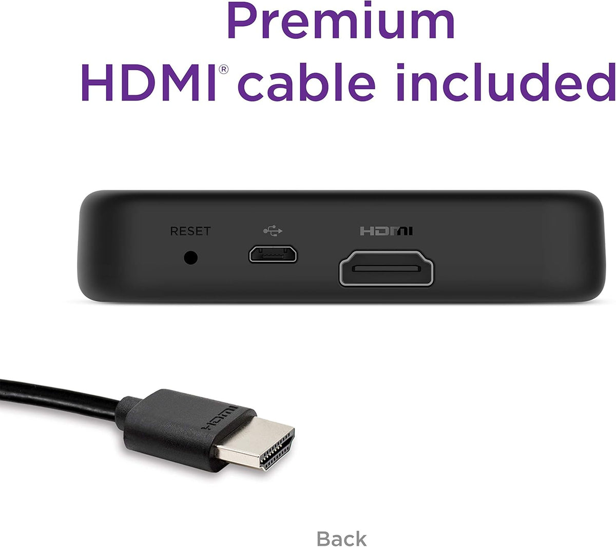 Black HD/4K/HDR Streaming Media Player with Remote and HDMI Cable E728