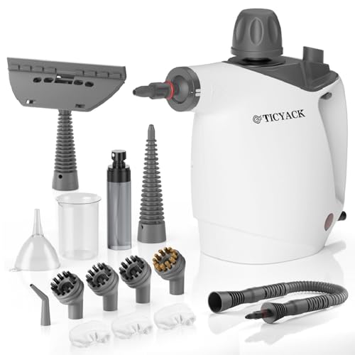Handheld Steam Cleaner with 16 PCS Accessory & Safety Lock, 500ML White T168
