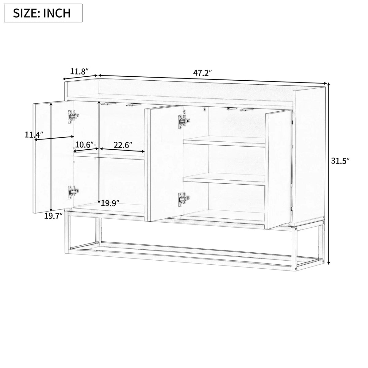 Navy Buffet Cabinet with 4 Doors F5565